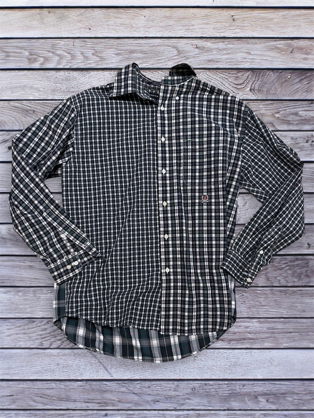 Tommy Hilfiger green and blue Plaid Button-Down Shirt large
